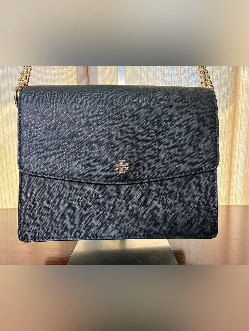 Tory Burch Black Crossbody Bag with Gold Logo